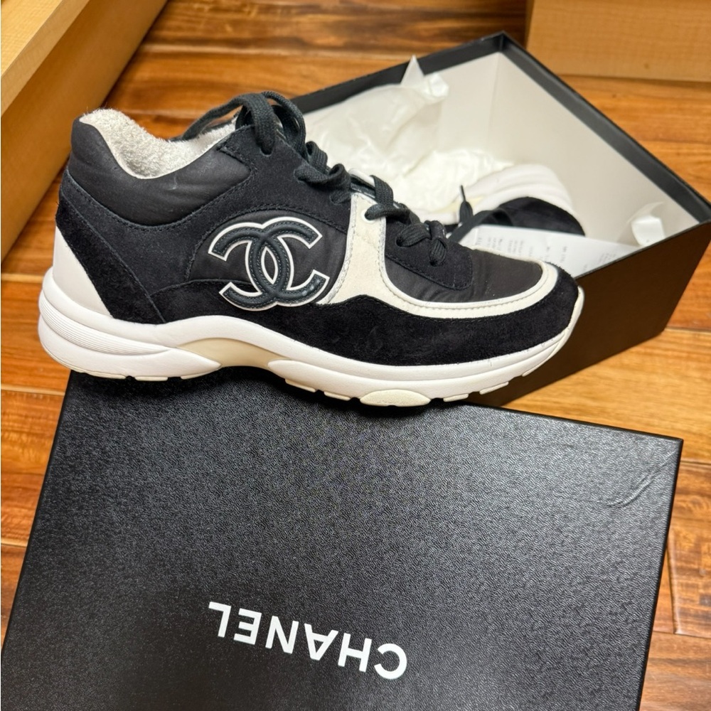 CHANEL Black and White Sneakers